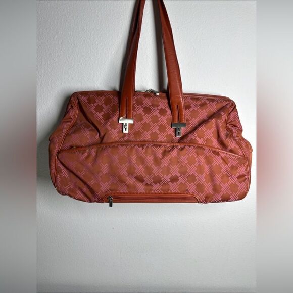 TUMI T Monogram Jacquard Nylon Canvas Framed Weekender/Carry-On Duffle Rose Pink - Picture 3 of 16